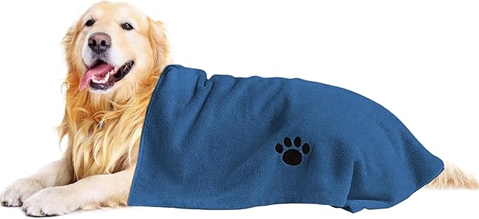 Microfiber Dog Towels for Drying Dogs, Super Absorbent and Soft Pet Grooming Towel, 40 Inch X 23.6 Inch, Perfect for Large, Medium or Small Dogs (Blue, 40"X23.6" - 1pack)