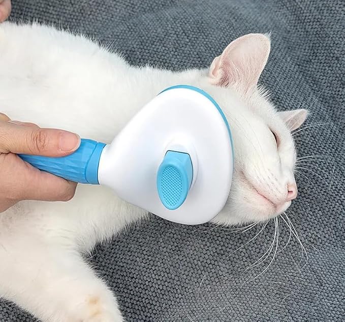 Dog & Cat Brush, Soft Self Cleaning Slicker Brush, Skin-Friendly Upgraded Dog Brush for Shedding, Massaging, and Grooming – Perfect for Long & Short Coats (Blue)