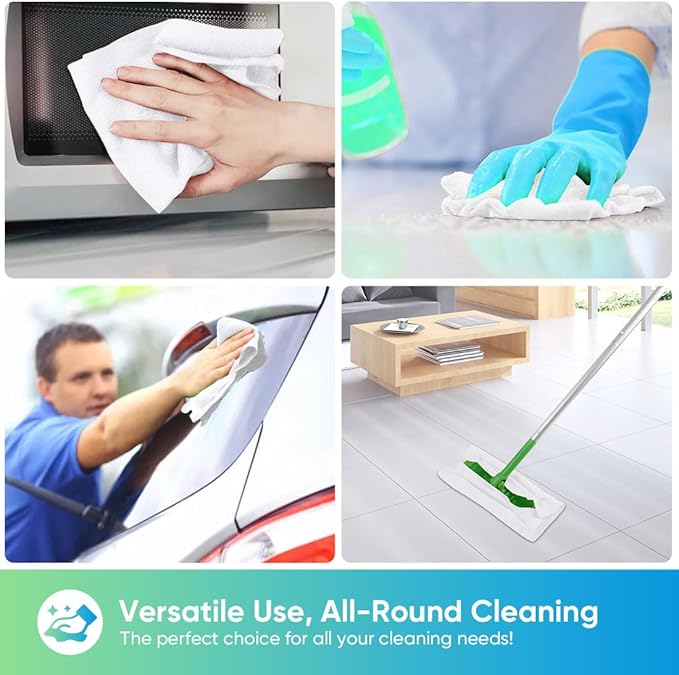 HOMEXCEL Microfiber Cleaning Cloths 20 Pack, Highly Absorbent, Lint & Scratch-Free Cleaning Rags for House Kitchen, White Microfiber Towels for Car 11.5 x 11.5 inch