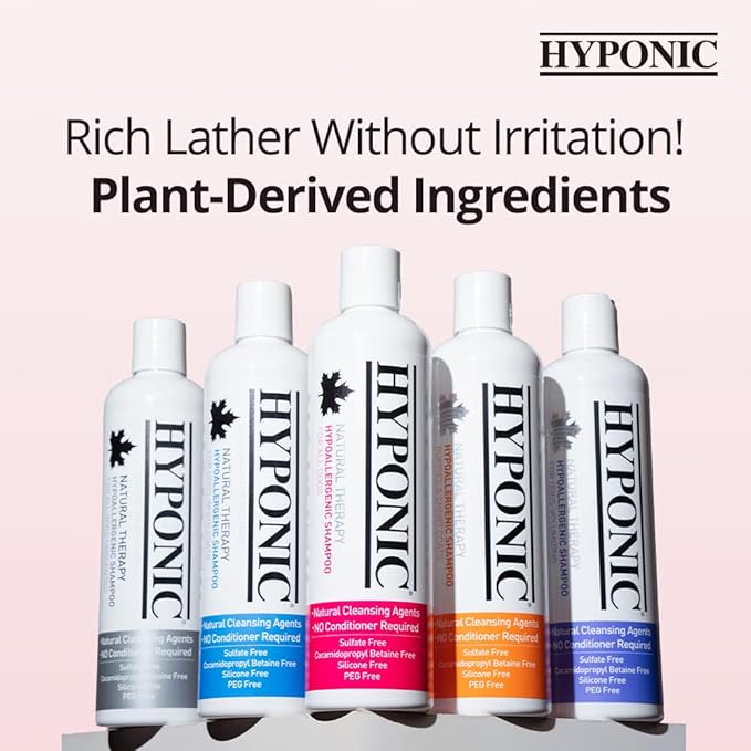 HYPONIC Hypoallergenic Premium Dog Shampoo - Deodorizing, Sensitive Skin, Detangling (All Breeds_unscented (10.1 oz))