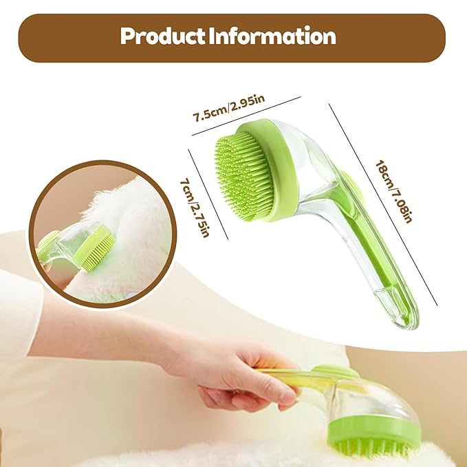 Pet Bath Brush, Pet Bath Brush with Soap Dispenser, Dog Scrubber for Bath, 2 in 1 Scrubber for Bath with Built-In Shampoo Dispenser, For Dogs, Cats & More (Yellow)