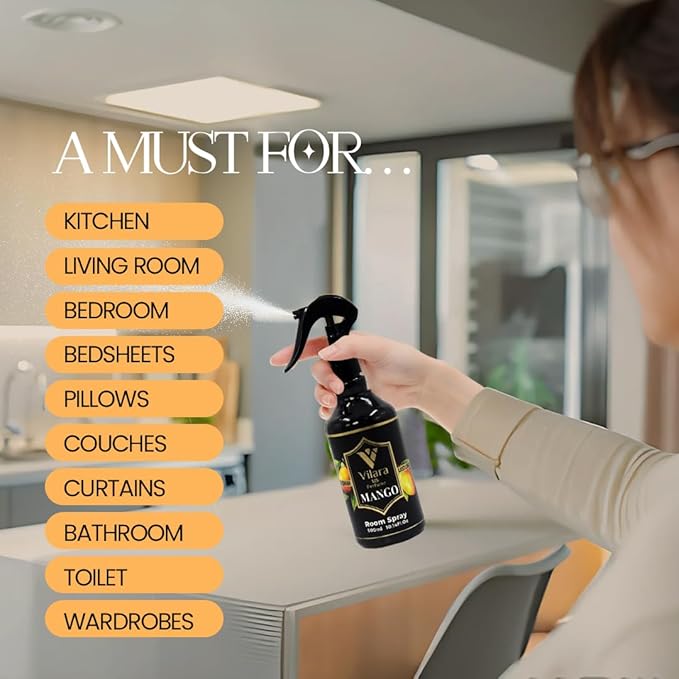 Room Spray Freshener - Long-Lasting Luxury Scents - Room and Linen Spray for Bedding, Sheets, Fabric, Furniture for Aromatherapy - 10.14 fl oz (Multipack 3:Mango,Jasmine,Spring)