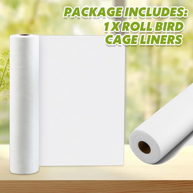 100 ft x 18 Inch Bird Cage Liner Disposable Parakeet Cage Liners Precut Absorbent Bird Paper Accessories for Pet Animal Parrot (White)