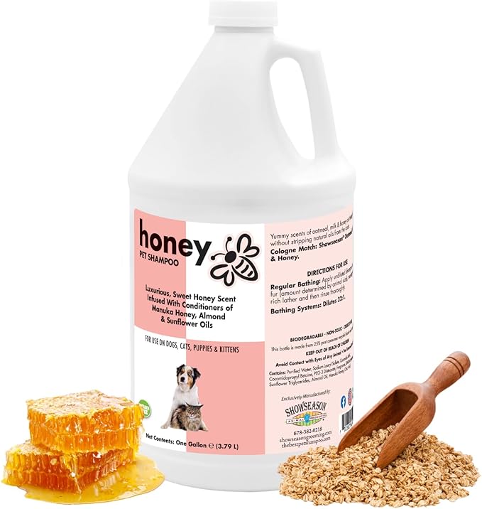 Honey Pet Shampoo for Dogs and Cats One Gallon | Cruelty-Free | Paraben-Free | Biodegradable and Non-Toxic | Made in The USA