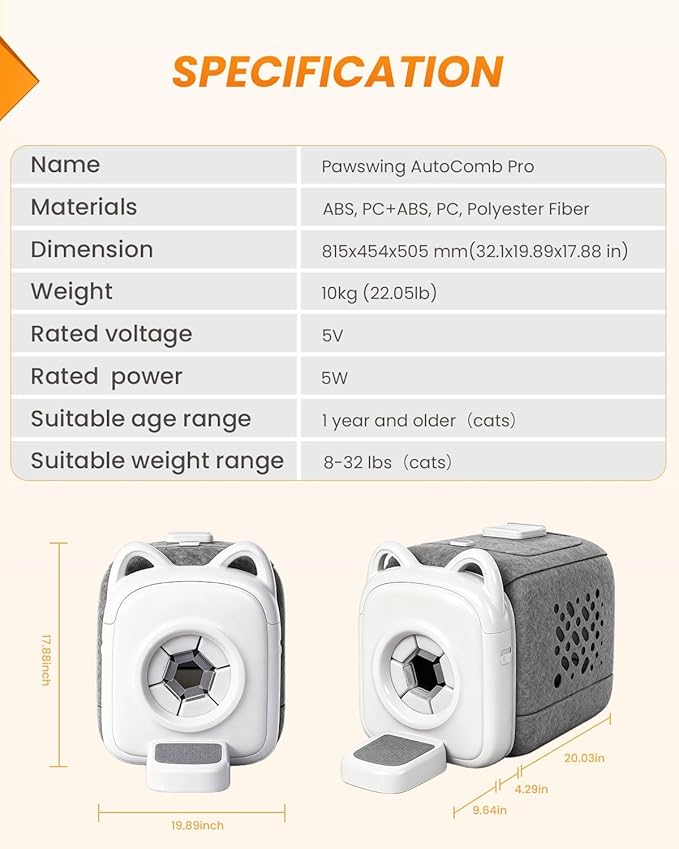 automatic cats self groomer - 360° Surround Skin Friendly cat grooming supplies,Cat Brushes with biomimetic cat tongue brush Include And Smart feeder For Long, or Short Haired [White]