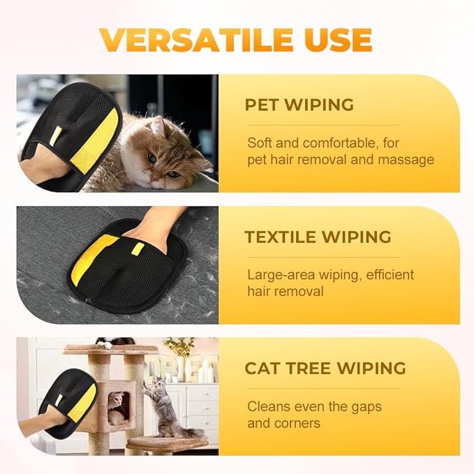 2025 Thickened Strong Pet Hair Removal Glove for Cats & Dogs, Electrostatic Gloves for Pet Grooming, Reusable Quick De-Shedding Gloves for Couch, Clothing, Carpet, Furniture, Car Seats (1pc)