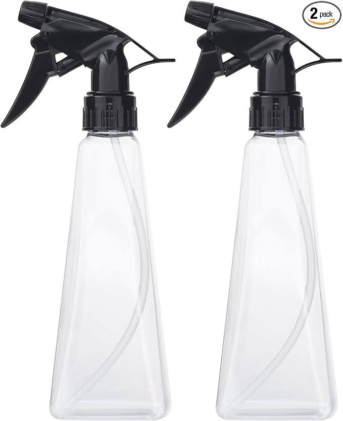 Spray Bottles (2-Pack, 12 Oz.) Mist/Stream, Plastic Water Spray Bottle for Hair, Plants, Cleaning, Cooking, BBQ, Pet - Empty Spray Bottles - Leak Proof - BPA-Free - Multicolor