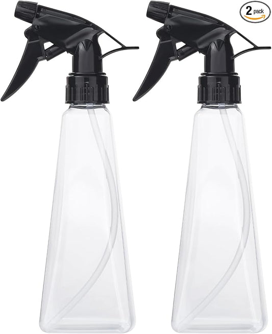Spray Bottles (2-Pack, 12 Oz.) Mist/Stream, Plastic Water Spray Bottle for Hair, Plants, Cleaning, Cooking, BBQ, Pet - Empty Spray Bottles - Leak Proof - BPA-Free - Multicolor