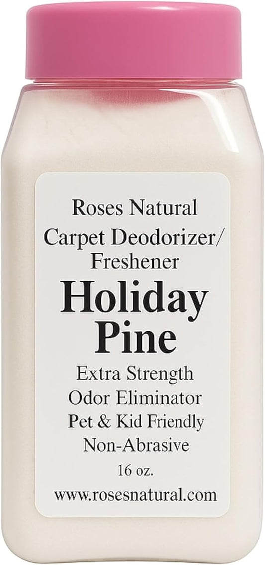 Holiday Pine Scented Carpet Deodorizer Powder – Pine, Long-Lasting Odor Eliminator, Plant-Based, Pet Friendly, 16 oz, All-Natural, Made in the USA