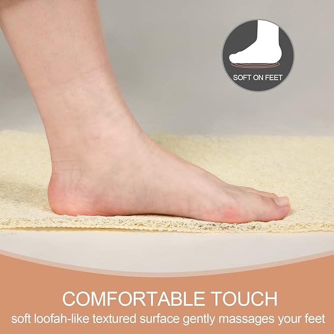 Joyhalo Shower Mats for Showers Anti Slip for Elderly, 17'' x 30'' Non Slip Bath Mat for Inside Shower, Bath Tub Mats for Bathroom Non Slip for Shower, PVC Loofah Bathroom Mats, Beige