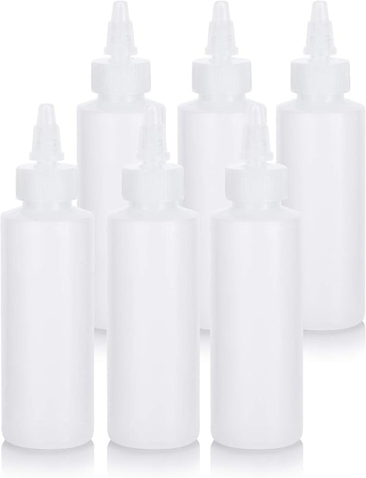 JUVITUS 4 oz / 120 ml Clear Natural Refillable Plastic Squeeze Bottle with Twist Top Spout (6 pack)