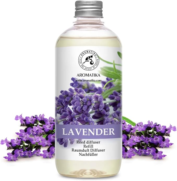 Lavender Reed Diffuser Refill 17 Fl Oz - 500ml - Lavanda Refill - Wardrobe Freshener - Home Fragrance Oil - Air Freshener - Aromatherapy - Essential Lavender Oil Diffuser - Diffuser Refill