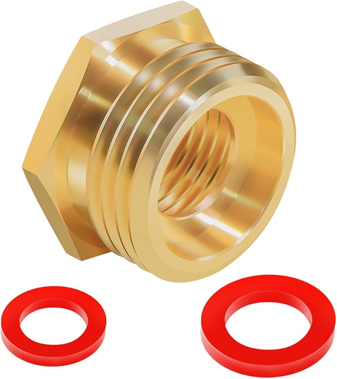 1Pcs Lead-Free Brass Garden Hose to Shower Hose Adapter, G1/2" Female to GHT 3/4" Male Adapter, Handshower Adapter