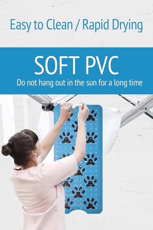 Dog Bath Mat for Tub -Non-Slip Bath Pad for Pet Dogs-Shower Non-Slip Mat Quick Drain Dog Shower Accessory pad Supplies 39.4x15.7 Inches (Blue)