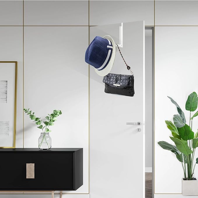 2 Pack Over The Door Drying Rack,Foldable Over Door Hooks Hanger Laundry Hanging Coat Rack with 6 Groves,Clothing Hanger Hook for Towel,Coat,Bag and Robe(White)