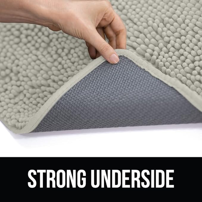 KANGAROO Bathroom Rugs, Chenille Soft Absorbent Bath Rug, Shaggy Shower Mat, Quick Dry Machine Wash Bathmat, Plush Carpet Mats for Tub, Bathtub and Room Home Decor Accessories, 24x17, Cream