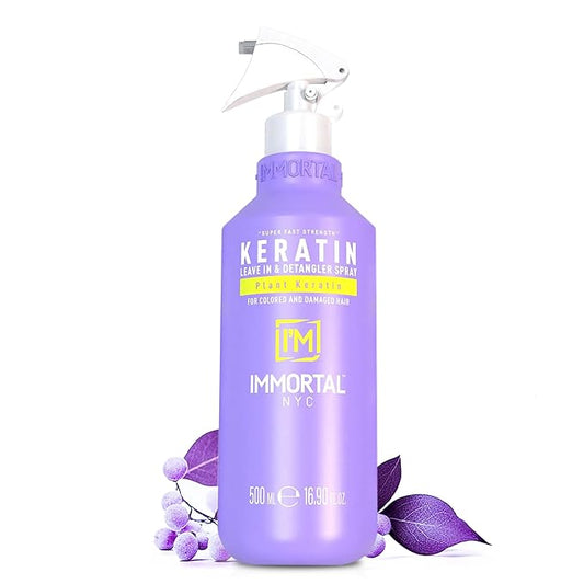 Immortal NYC Keratin, Leave in and Detangler Spray, 17 oz, For Colored and Damaged Hair