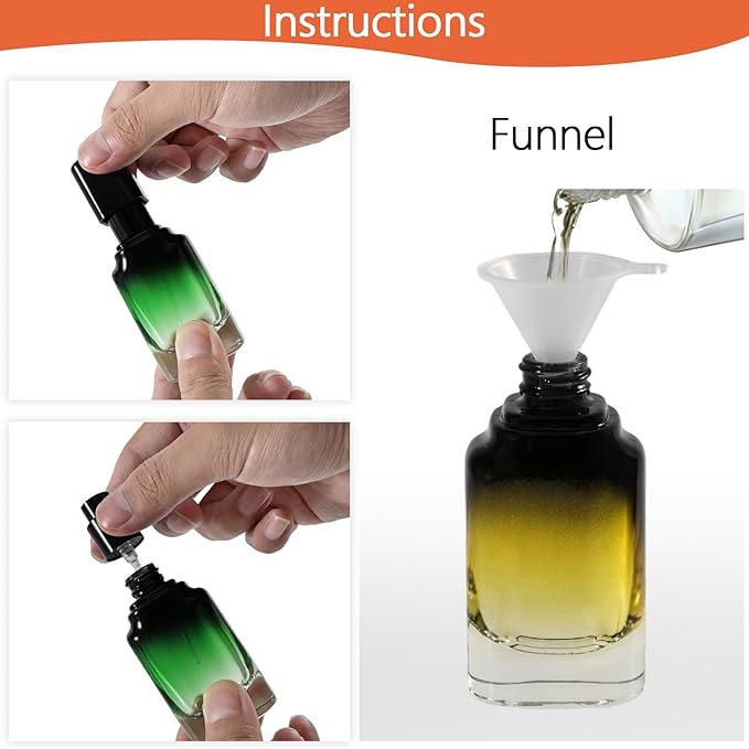 Perfume Bottles Empty Glass Atomizer Sprayer, 3 Pack 20ml Refillable Travel Spray Bottle for Fragranc or Essential Oil, Portable Cologne Atomizers with Dispensing Kit for Handbag, Date