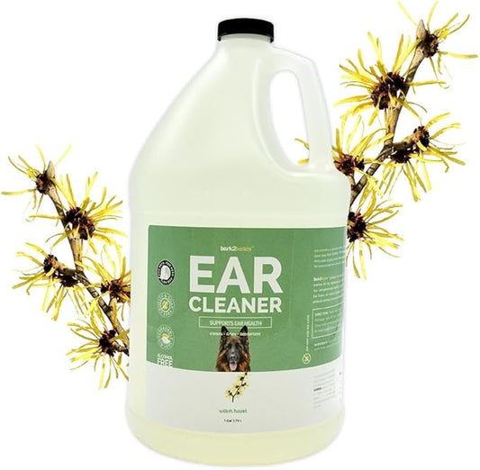Bark2Basics Dog Ear Cleaner, 1 Gallon - All Natural, Witch Hazel, Gentle Aloe Vera and Chamomile Extract Base, Breaks Through Tough Wax and Debris, Soap-Free