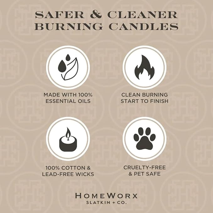 HomeWorx by Slatkin & Co - Birchwood Vanilla - Premium Scented 18oz 4 Wick Candle - Long-Lasting Jar Candle, 30-55 Hours Clean Burn Time - Birchwood, Vanilla, Jasmine, & Cedarwood