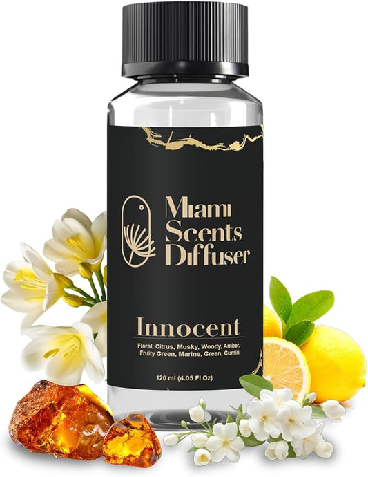 Innocent Scent Inspired by The Palms Hotel & Spa 4 Fl Oz - 120 ml Essential Oils Aroma for Home Diffuser Luxury Fragance Refill Aromatherapy Fresh Blend of Citrus, Musky, Woody, Amber & Fruity Green.