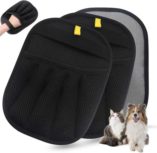 2 Pcs Pet Hair Removal Glove, 2025 Upgraded Five-Finger Electrostatic Grooming Tool for Cats & Dogs, Reusable Magic Fur Remover for Furniture, Car, Couch & Clothing, Essential Pet Grooming Supplies