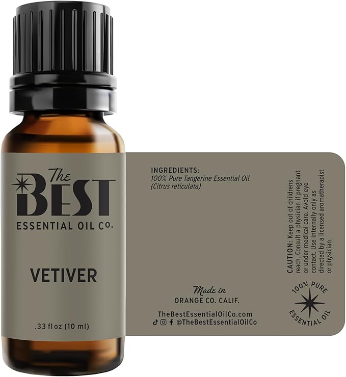 The Best Vetiver Essential Oil- Premium Grade- 100% Pure & Natural for Aromatherapy, Diffuser, Spa, Massage, Air Freshener- 10 ml (.33 fl oz)