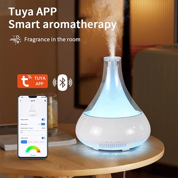 Smart Aromatherapy Diffuser & Humidifier with Phone App Control - 350ML Ultrasonic Essential Oil Diffuser, Whisper-Quiet, Air Freshener, Multi-Color LED