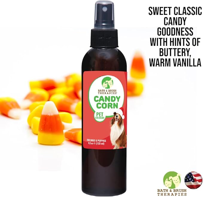 Showseason Animal Products Bath & Brush Therapies® Candy Corn Pet Cologne For Dogs 4.5 oz | Long-Lasting Odor Eliminator | Paraben-Free | Biodegradable & Non-Toxic | Made in USA