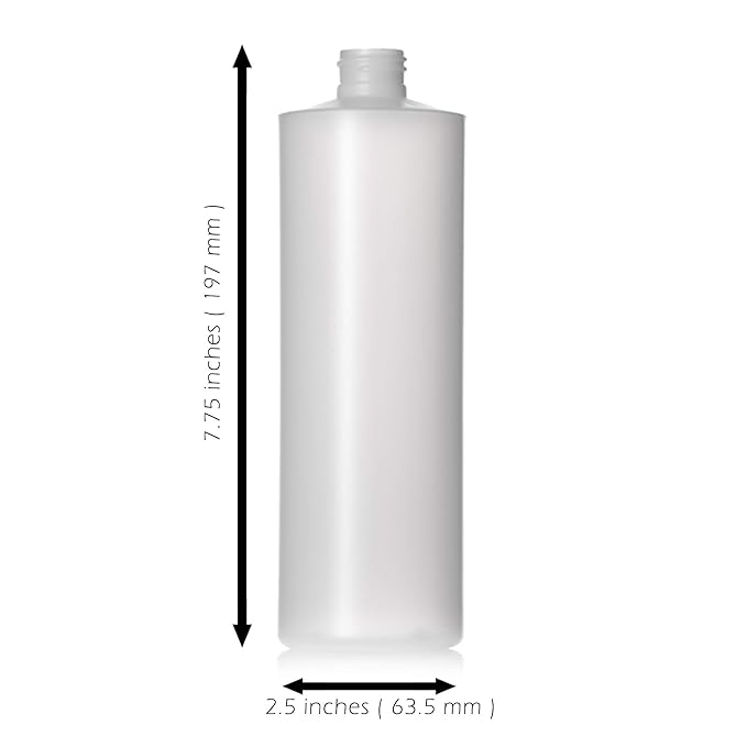 16oz Natural Color HDPE Squeeze Bottles with Disc Cap and Squirt Cap (3 Pack) (16oz)
