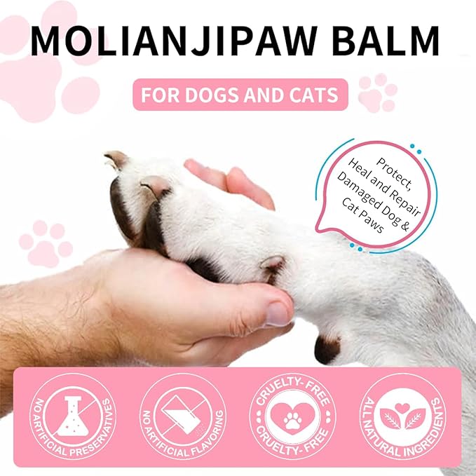 Paw Balm Dogs Lick Safe,Coconut Oil Natural Ingredients1.41oz, Pet Paw Wax moisturizer for Dogs,for Healing Cracked Dry Paws,Snouts & Elbows,Nose Butter for Dogs Cats, Relieves Odor,Pink