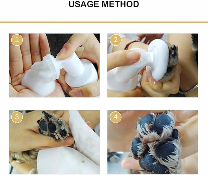 2 Pack Pet Paw Cleaner for Dogs & Cats, Waterless Foam with Silicone Scrubber, Dogs Cats Feet Paw Cleaner