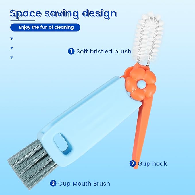 24 Pcs Cup Lid Cleaning Brush Multifunctional Bottle Gap Cleaner Brush 180° Rotatable Cup Lid Gap Cleaning Brush Set Hangable Cup Crevice Cleaner Portable 3 Colors Cup Lid Cleaner for Bottle Cleaning