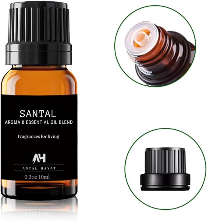 Santal Diffuser Oil 10ml – Luxury Hotel Scent for Home – Sandalwood, Leather & Cedar – Essential Oil Blend Inspired by Santal Perfume – Aroma Oil for Diffuser & HVAC