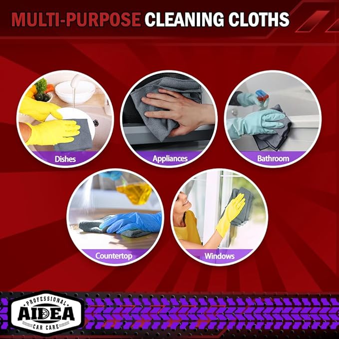 AIDEA Microfiber Cleaning Cloth Grey 20PK, Micro Fiber Cloth for Cleaning Cars, Premium All Purpose Car Towels, Dusting Cloth Cleaning Rags SUVs, House, Kitchen, Window, Workshops, 12"×12"