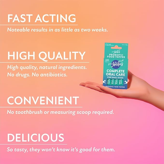 ProBesties Complete Oral Care for Small Dogs, Probiotic Food Topper for Dental Care, Bad Breath Treatment for Dogs, Dog Breath Freshener & Perio Support, Dog Bad Breath Eliminator