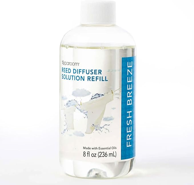 SpaRoom Reed Diffuser Oil Refill – Fresh Breeze Scent, 8oz Air Purifying Aroma for a Light and Open Feel, Ideal for Living Rooms or Hallways, Subtle Everyday Freshness for Whole Home Balance