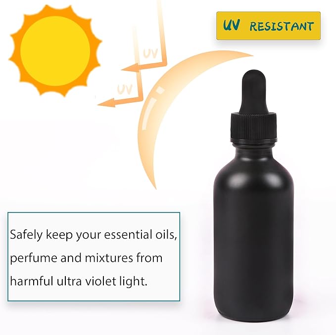 2oz Glass Dropper Bottle,Preety Texture Tincture Bottles with Precise Scales Eye Droppe,for All Kinds Of Mixed Liquids,Leak-Proof Design for Easy Travel (Black Frosted-24Pack)