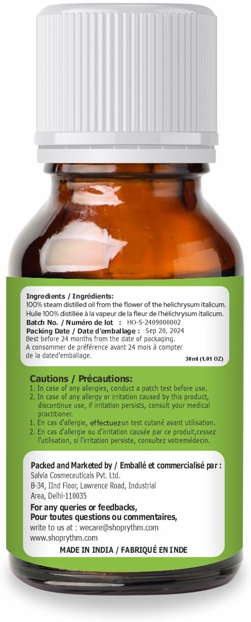 Helichrysum Essential Oil (Helichrysum Italicum) 100% Pure & Natural - Undiluted Uncut Aromatherapy Premium Oil - Therapeutic Grade - 30 ML