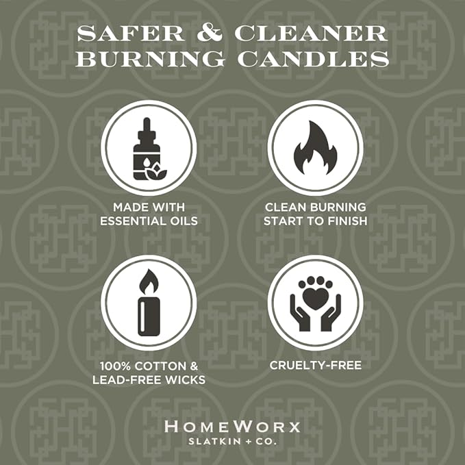 HomeWorx by SLATKIN + CO. Candle- Frozen Balsam, 14 oz. 3-Wick Premium Scented Candle - 20-40 Hours Burn Time