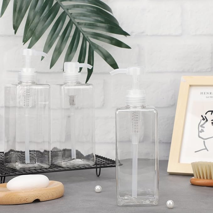 Suream 22oz/650ml Refillable Shampoo Bottle for Shower, Large Capatity Conditioner Dispensers for Bathroom, Plastic Pump Press Bottles for Lotion, Body Moisturizer, Massage Oil, Hand Wash, Soap, 3Pack