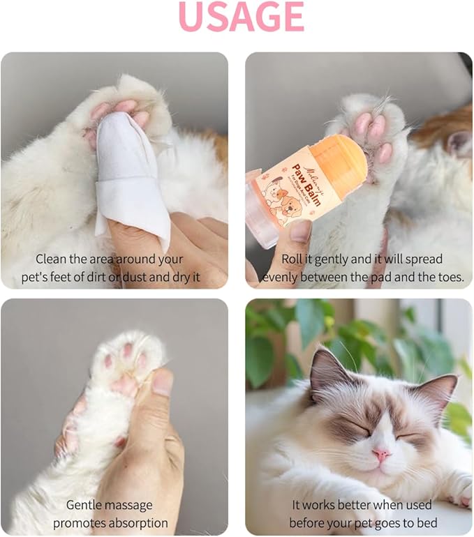 Paw Balm Dogs Lick Safe,Coconut Oil Natural Ingredients1.41oz, Pet Paw Wax moisturizer for Dogs,for Healing Cracked Dry Paws,Snouts & Elbows,Nose Butter for Dogs Cats, Relieves Odor,Pink