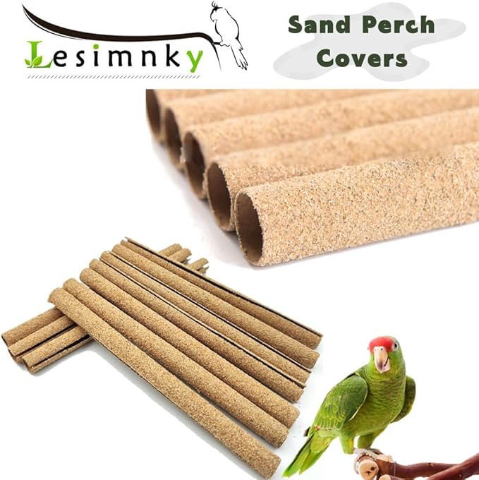 30PCS Birds Perch Covers, Sand Perch for Bird Cage Platform Accessories Bird Perch Covers Sandpaper Sand Perch Covers for Parakeets Canaries Finches & Small Birds, Yellow