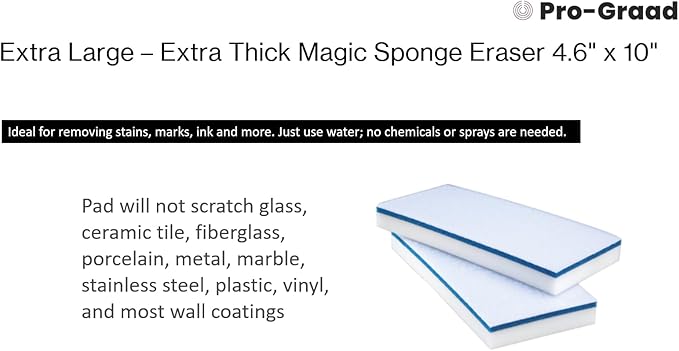 4610 Eraser Pads - 2 Pack 4.5" x 10" x 1" Commercial Grade Melamine Sponges for Floor, Tile, Grout, Baseboard, Walls-Durable & Versatile Cleaning - Pack of 2