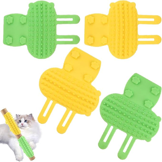 Cat Self Groomer Scratcher Adjustable - 4 PCS Adjustable Silicone Scratcher & Massager for Indoor Cats Corner, Soft Pet Face Groomer, Silicone Cat Face Scratchers for Long & Short Haired Pets