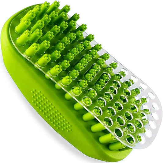 Rubber Curry Brush Dog with Removable Screen, Cat Grooming Massage Bath Brush, Soft Shampoo Scrubber Washing Scrub Comb with Silicone Bristles for Short & Long Hair Pets