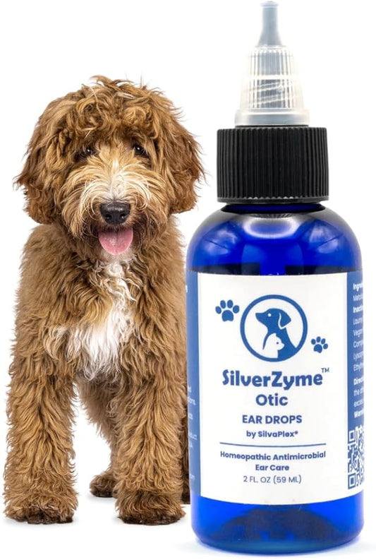 SilverZyme Otic Ear Drops for Dogs & Cats - Ear Cleaner for Pets, Soothes Itchy Ears, Removes Odor, Relieves Discomfort, Gentle & Safe Ear Care Solution, 2oz