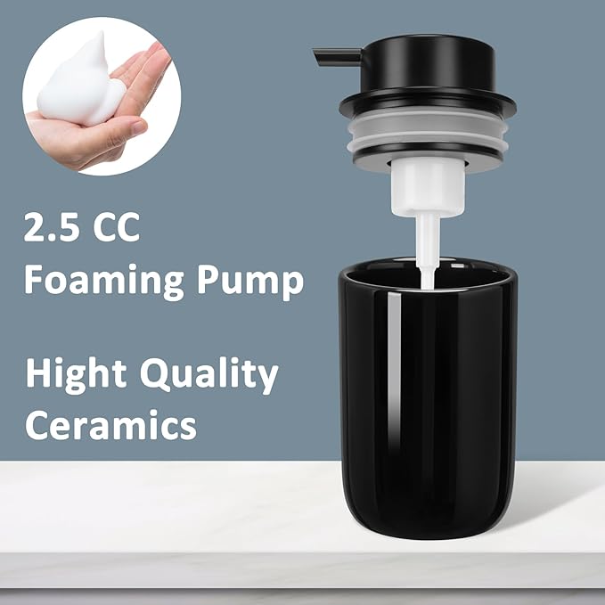 Soap Foaming Dispenser Ceramic with Easy-to-Press Pump Hand Foam Dispenser for Shampoo Bathroom Countertop 13.5 oz