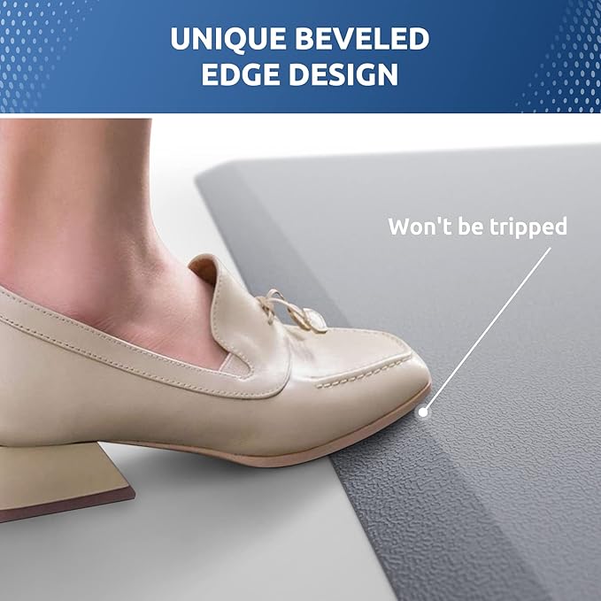 KitchenClouds Cushioned Anti Fatigue Kitchen Rug, 17.3"x60", Waterproof Non Slip, Standing Desk Mat, Comfort Floor Mat for Kitchen, House Sink, Office (Grey)