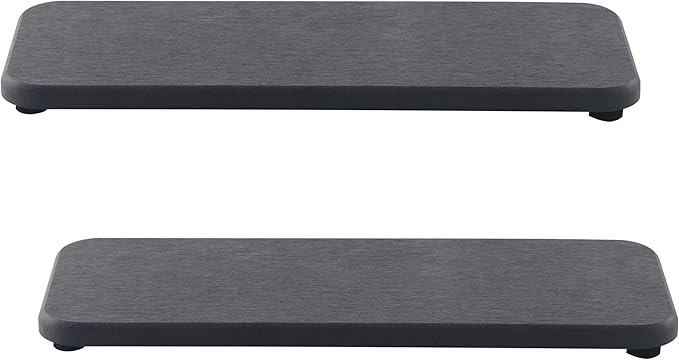 2 Pcs Water Absorbing Stone Trays, Kitchen/Bathroom Sink Soap Dish, Diatomite Tray Used for Hand Soap & Cosmetic Bottles in The Modern Home, 3.54" W x 9" L, Dark Gray